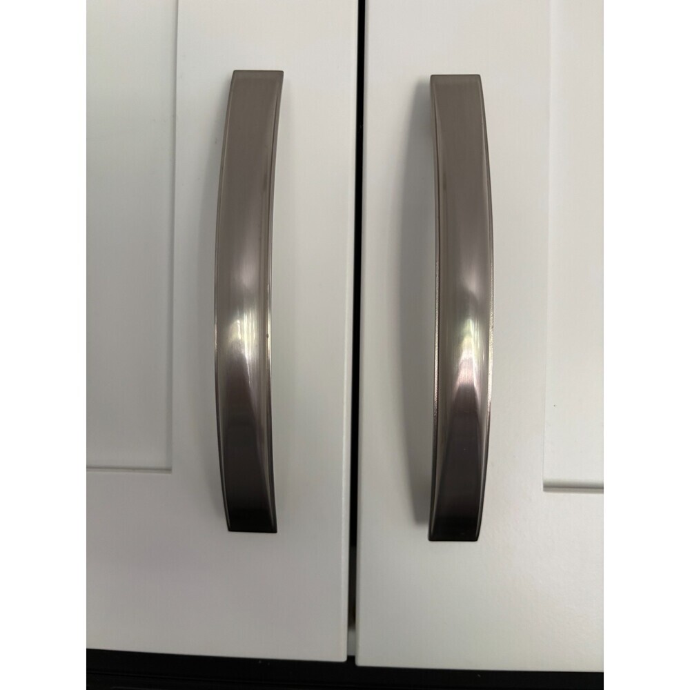 AMEROCK NEW SATIN NICKEL Drawer Pulls x3 CABINET HARDWARE 128MM Curved Handles
